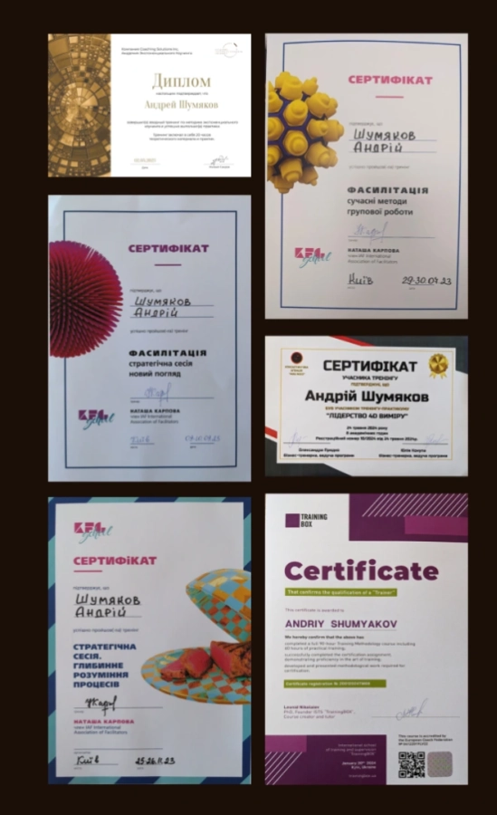 сертифікати і дипломи бізнес консультанта